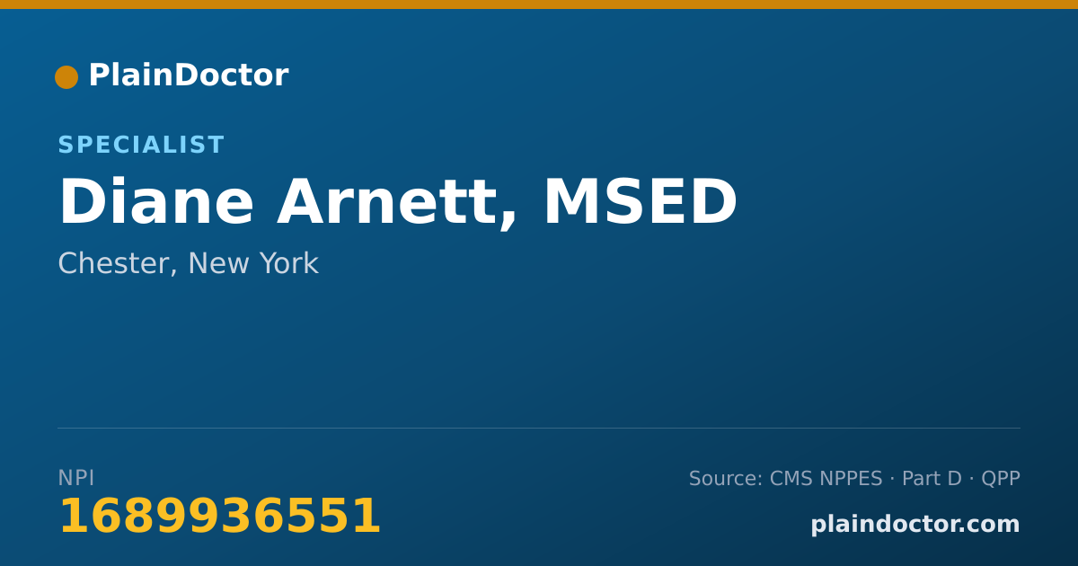 Shareable card for Diane Arnett, MSED - Specialist, Chester, NY