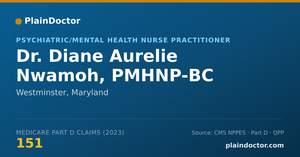 Shareable card for Diane Aurelie Nwamoh, PMHNP-BC - Psychiatric/Mental Health Nurse Practitioner, Westminster, MD