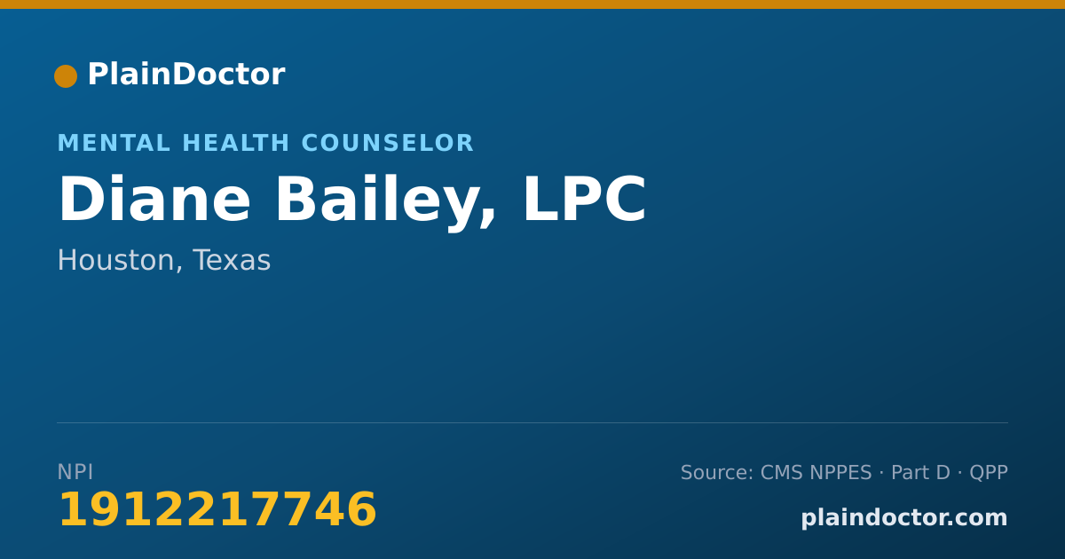 Shareable card for Diane Bailey, LPC - Mental Health Counselor, Houston, TX