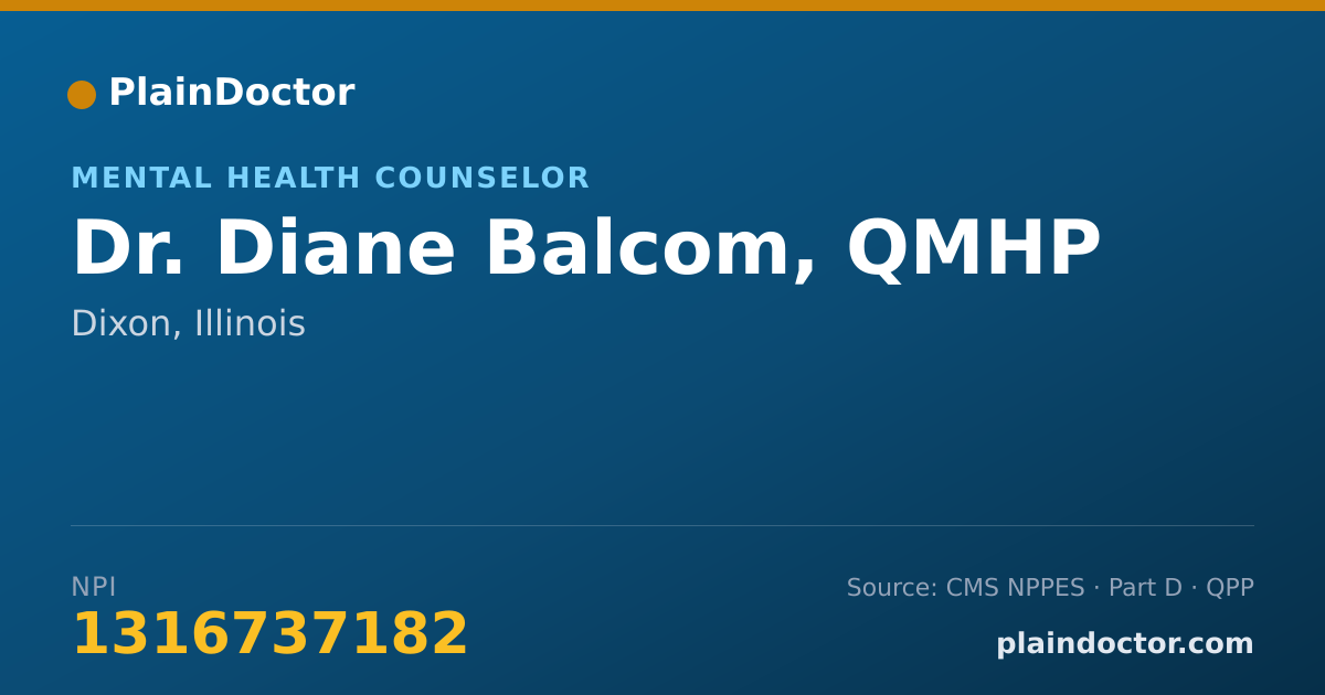Shareable card for Diane Balcom, QMHP - Mental Health Counselor, Dixon, IL