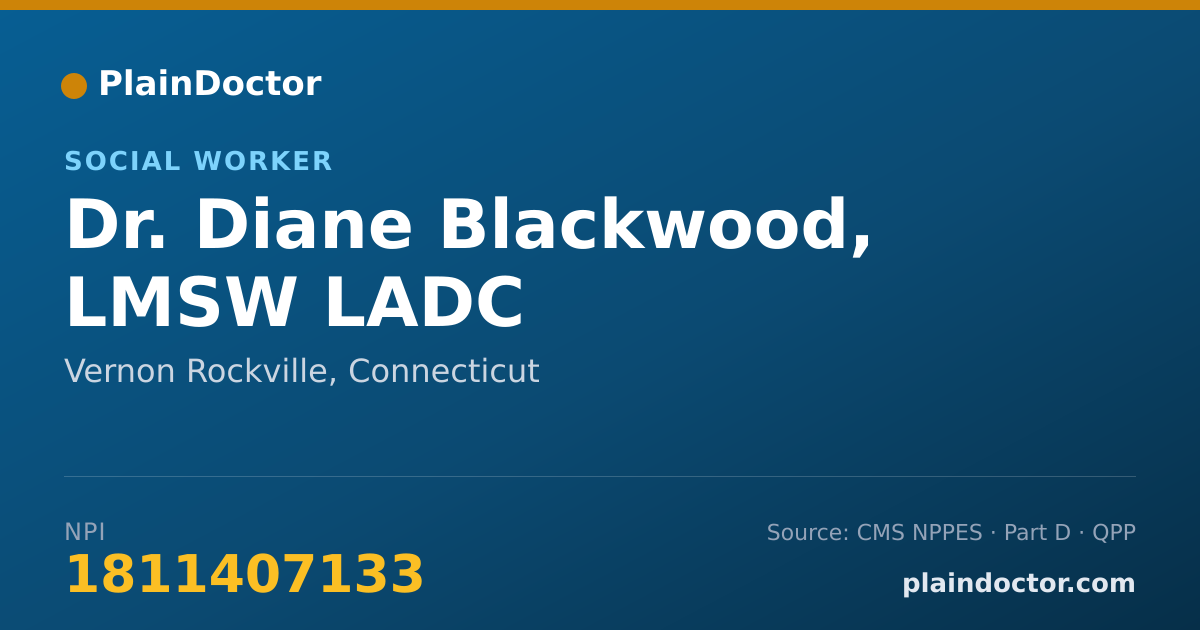 Shareable card for Diane Blackwood, LMSW  LADC - Social Worker, Vernon Rockville, CT