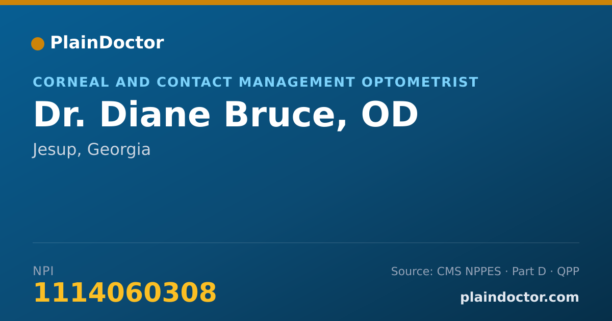 Shareable card for Diane Bruce, OD - Corneal and Contact Management Optometrist, Jesup, GA