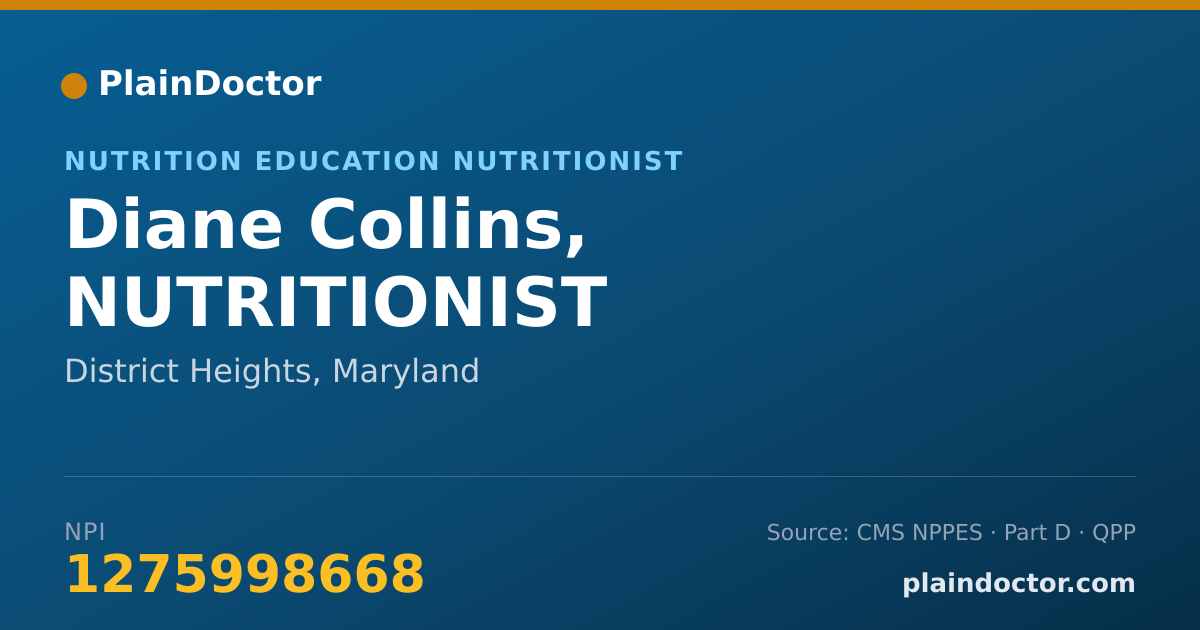 Shareable card for Diane Collins, NUTRITIONIST - Nutrition Education Nutritionist, District Heights, MD