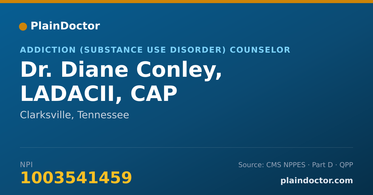 Shareable card for Diane Conley, LADACII, CAP - Addiction (Substance Use Disorder) Counselor, Clarksville, TN