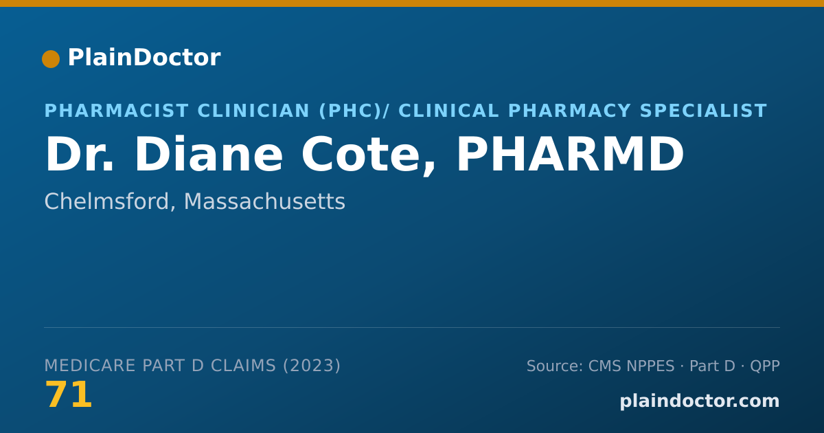Shareable card for Diane Cote, PHARMD - Pharmacist Clinician (PhC)/ Clinical Pharmacy Specialist, Chelmsford, MA