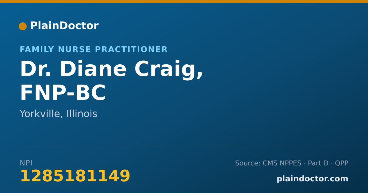 Shareable card for Diane Craig, FNP-BC - Family Nurse Practitioner, Yorkville, IL