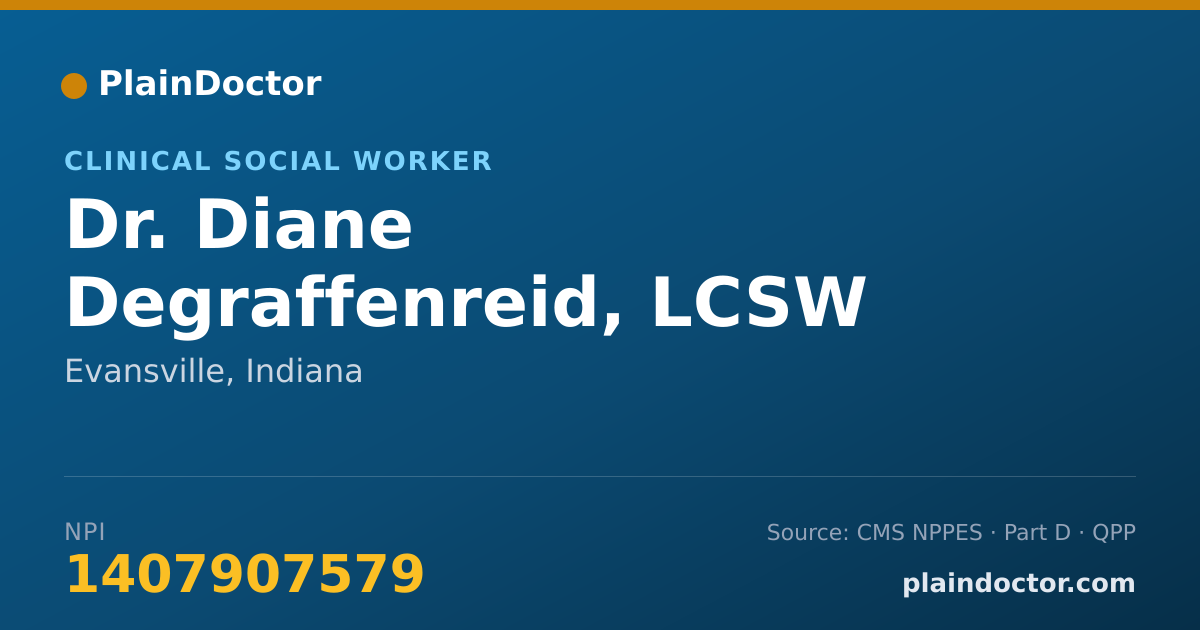 Shareable card for Diane Degraffenreid, LCSW - Clinical Social Worker, Evansville, IN