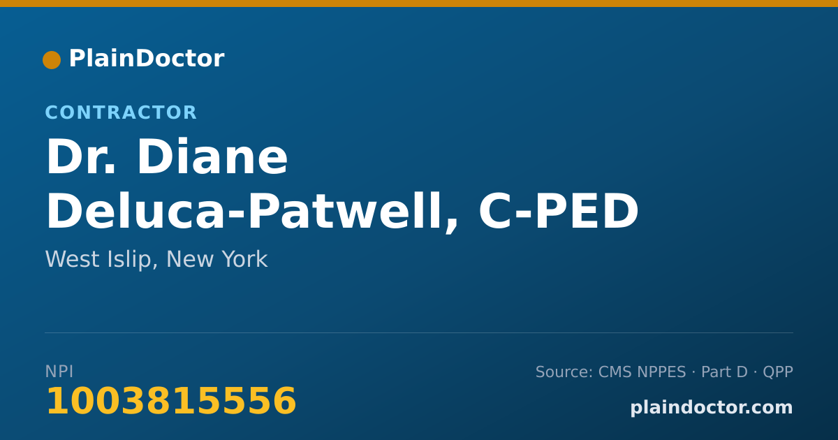 Shareable card for Diane Deluca-Patwell, C-PED - Contractor, West Islip, NY