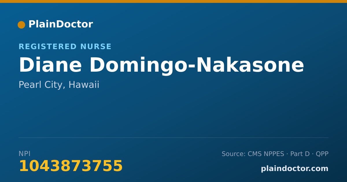 Shareable card for Diane Domingo-Nakasone - Registered Nurse, Pearl City, HI