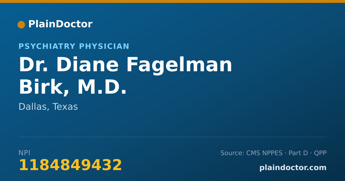 Shareable card for Diane Fagelman Birk, M.D. - Psychiatry Physician, Dallas, TX