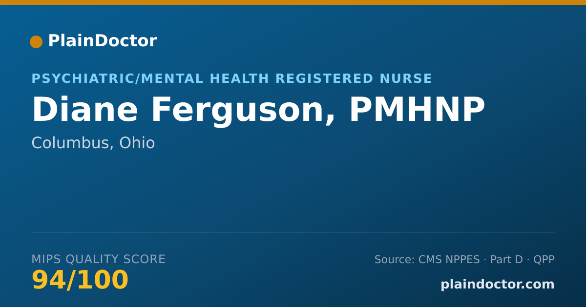 Shareable card for Diane Ferguson, PMHNP - Psychiatric/Mental Health Registered Nurse, Columbus, OH