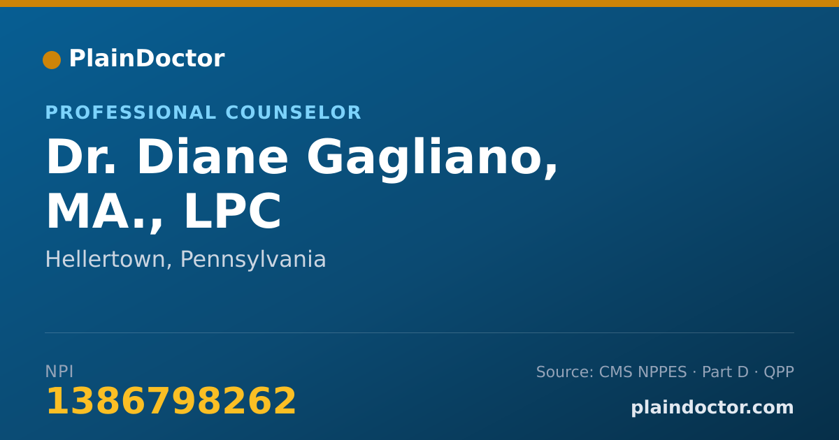 Shareable card for Diane Gagliano, MA., LPC - Professional Counselor, Hellertown, PA
