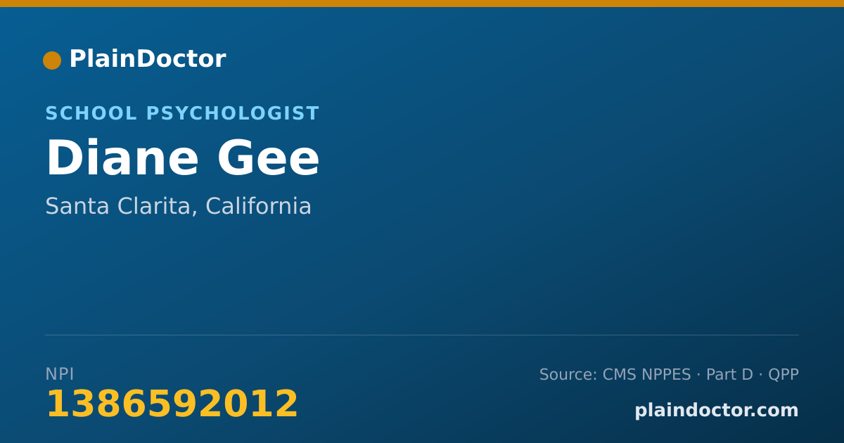 Shareable card for Diane Gee - School Psychologist, Santa Clarita, CA