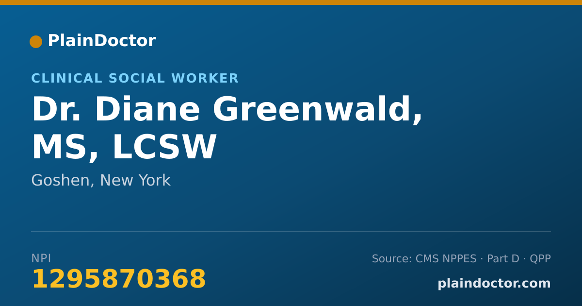 Shareable card for Diane Greenwald, MS, LCSW - Clinical Social Worker, Goshen, NY