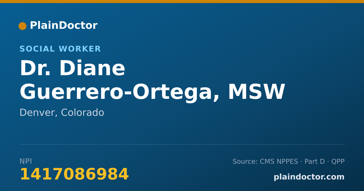 Shareable card for Diane Guerrero-Ortega, MSW - Social Worker, Denver, CO
