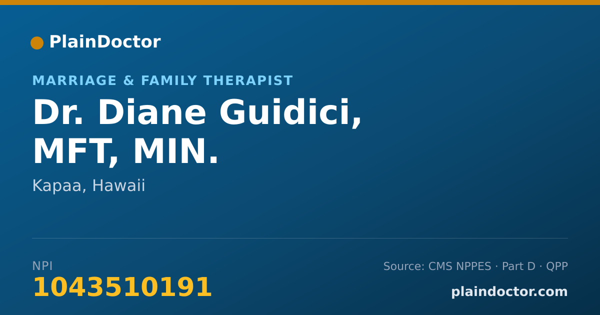 Shareable card for Diane Guidici, MFT, MIN. - Marriage & Family Therapist, Kapaa, HI