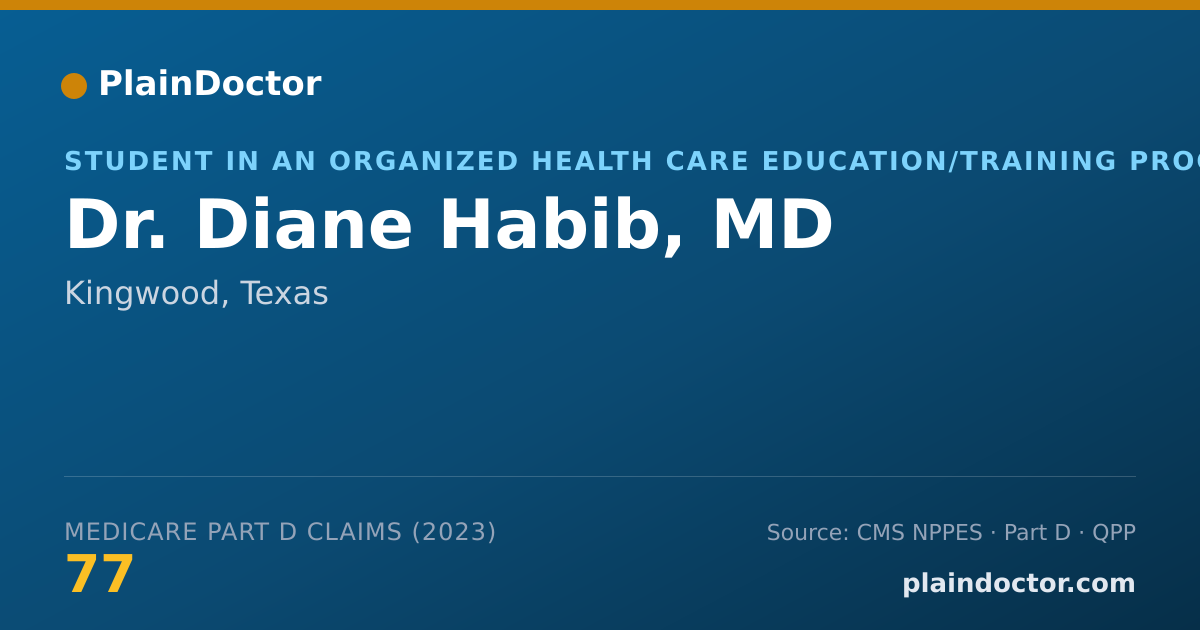 Shareable card for Diane Habib, MD - Student in an Organized Health Care Education/Training Program, Kingwood, TX