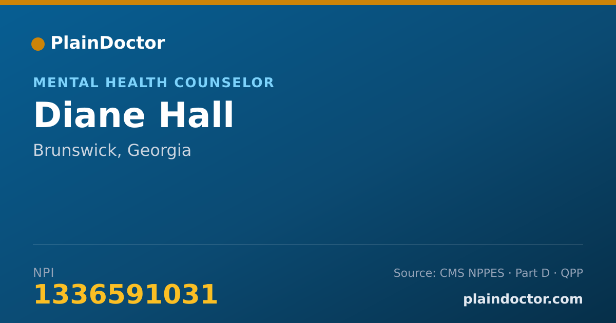 Shareable card for Diane Hall - Mental Health Counselor, Brunswick, GA