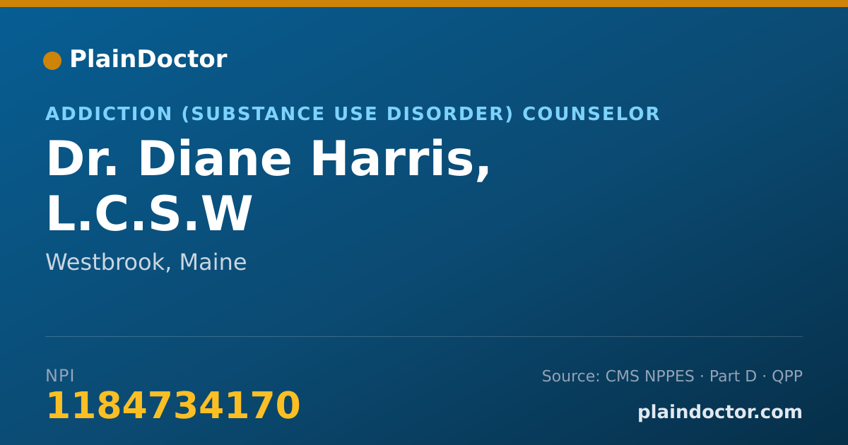 Shareable card for Diane Harris, L.C.S.W - Addiction (Substance Use Disorder) Counselor, Westbrook, ME