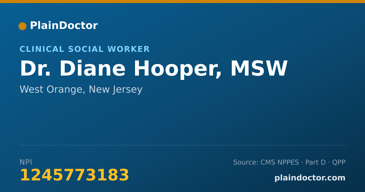 Shareable card for Diane Hooper, MSW - Clinical Social Worker, West Orange, NJ