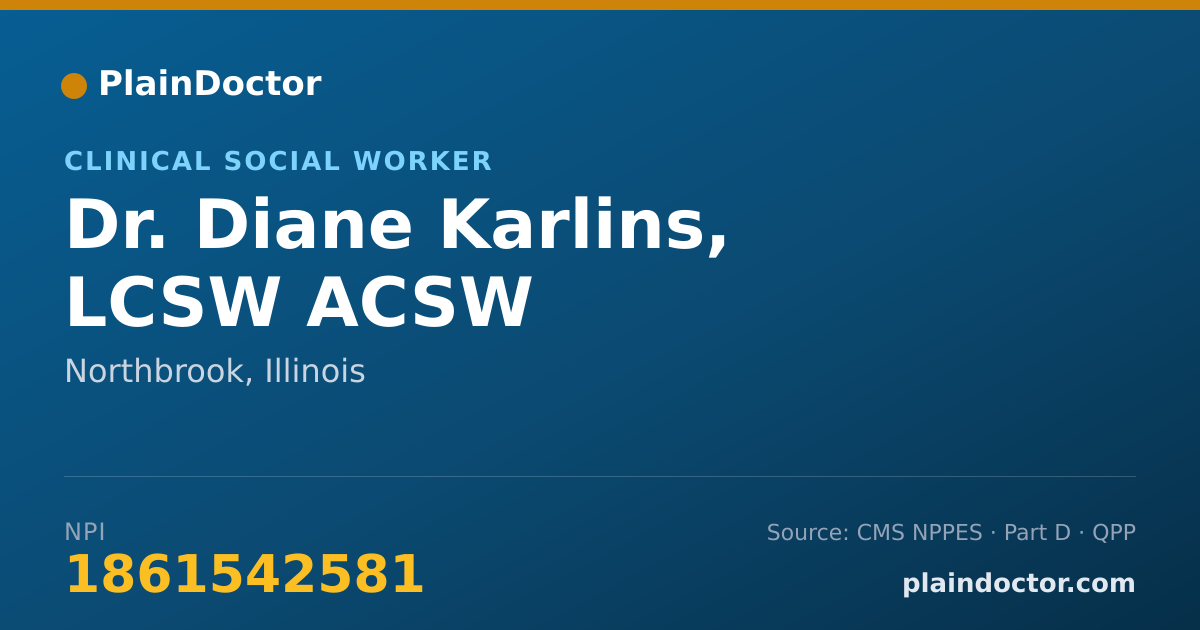 Shareable card for Diane Karlins, LCSW ACSW - Clinical Social Worker, Northbrook, IL