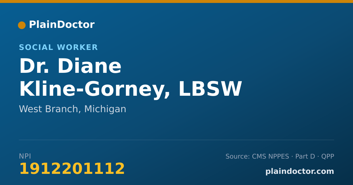 Shareable card for Diane Kline-Gorney, LBSW - Social Worker, West Branch, MI