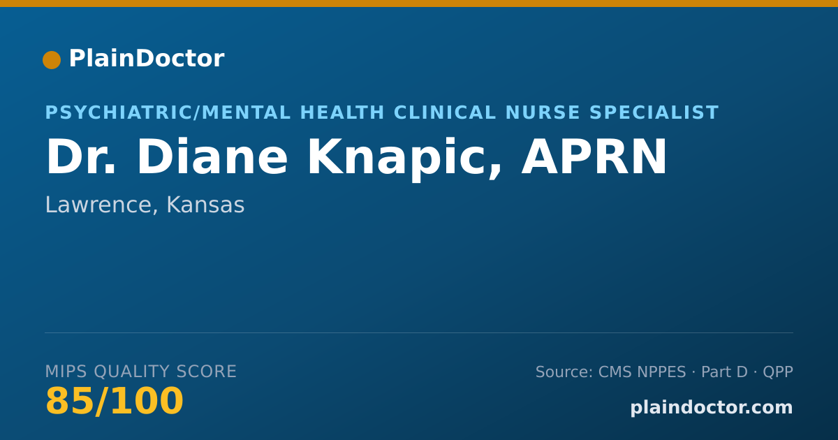 Shareable card for Diane Knapic, APRN - Psychiatric/Mental Health Clinical Nurse Specialist, Lawrence, KS