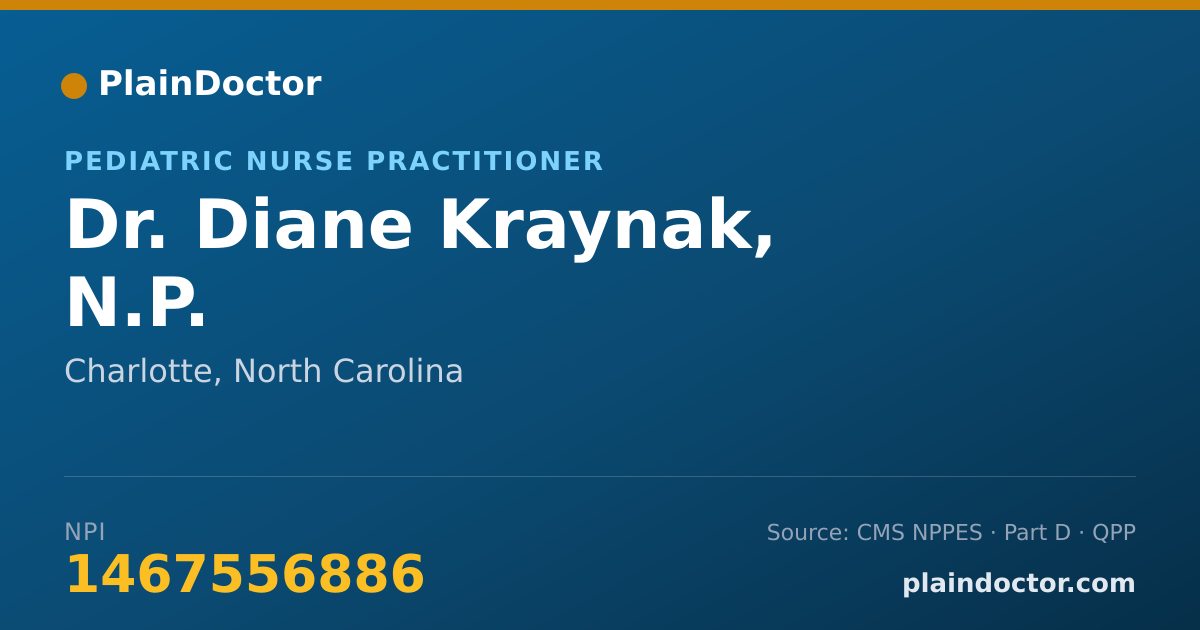 Shareable card for Diane Kraynak, N.P. - Pediatric Nurse Practitioner, Charlotte, NC