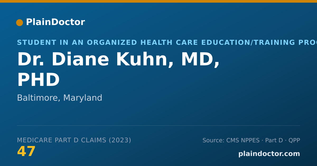 Shareable card for Diane Kuhn, MD, PHD - Student in an Organized Health Care Education/Training Program, Baltimore, MD