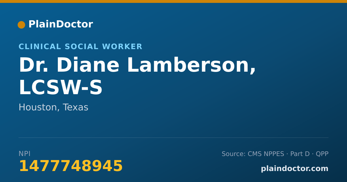Shareable card for Diane Lamberson, LCSW-S - Clinical Social Worker, Houston, TX