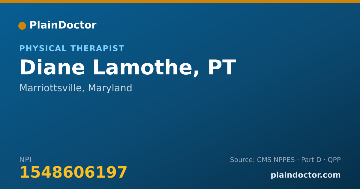 Shareable card for Diane Lamothe, PT - Physical Therapist, Marriottsville, MD
