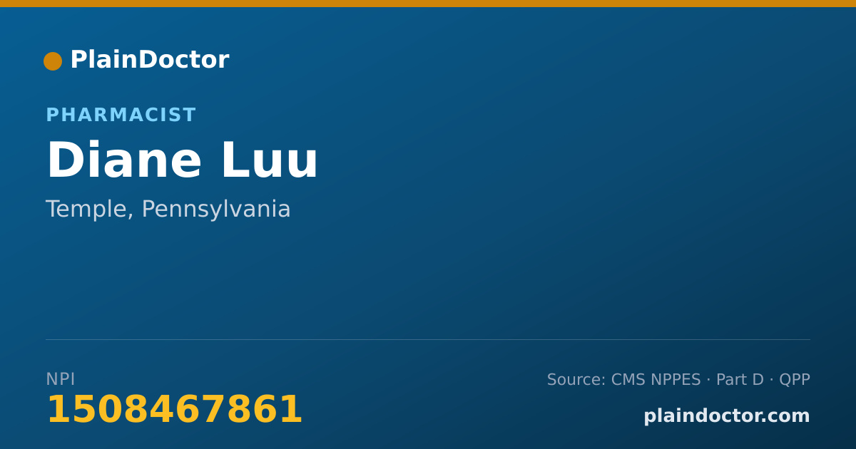 Shareable card for Diane Luu - Pharmacist, Temple, PA