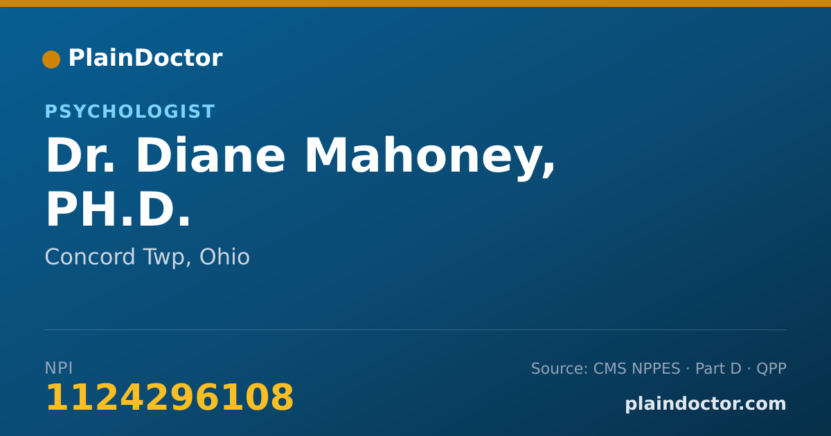 Shareable card for Diane Mahoney, PH.D. - Psychologist, Concord Twp, OH