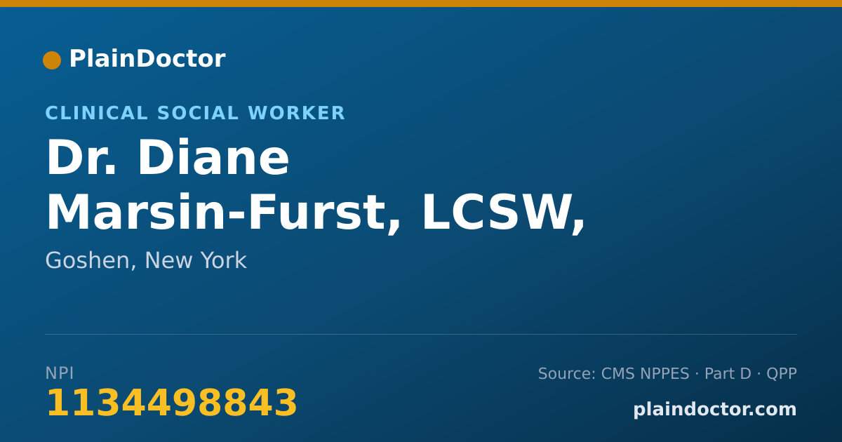 Shareable card for Diane Marsin-Furst, LCSW, PLLC - Clinical Social Worker, Goshen, NY