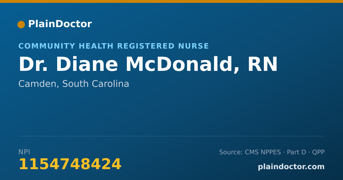 Shareable card for Diane McDonald, RN - Community Health Registered Nurse, Camden, SC