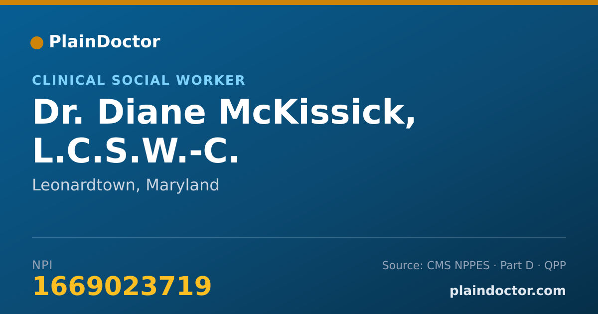 Shareable card for Diane McKissick, L.C.S.W.-C. - Clinical Social Worker, Leonardtown, MD