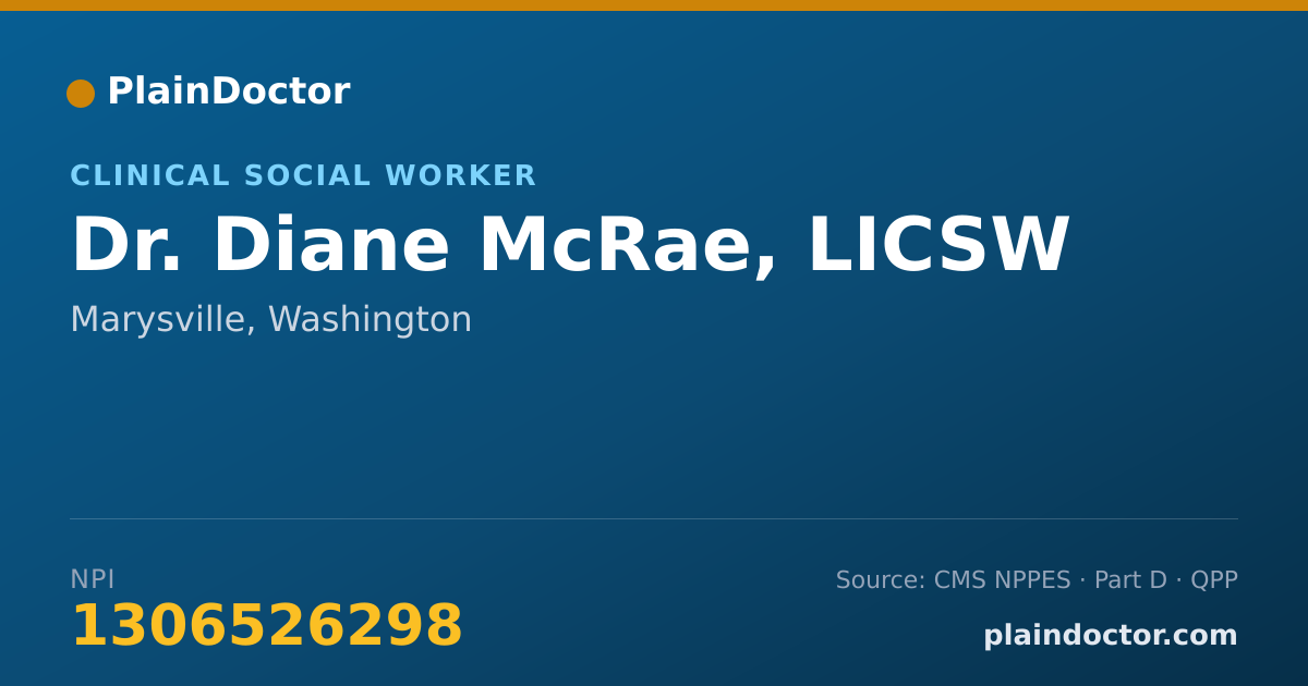 Shareable card for Diane McRae, LICSW - Clinical Social Worker, Marysville, WA