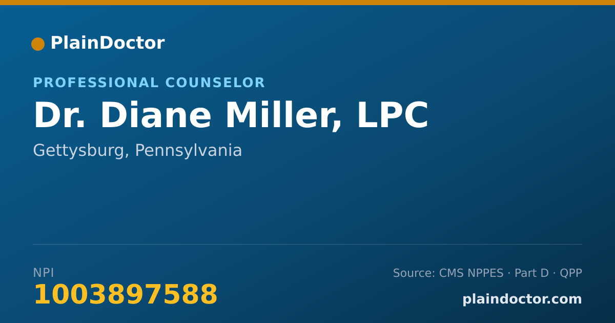 Shareable card for Diane Miller, LPC - Professional Counselor, Gettysburg, PA