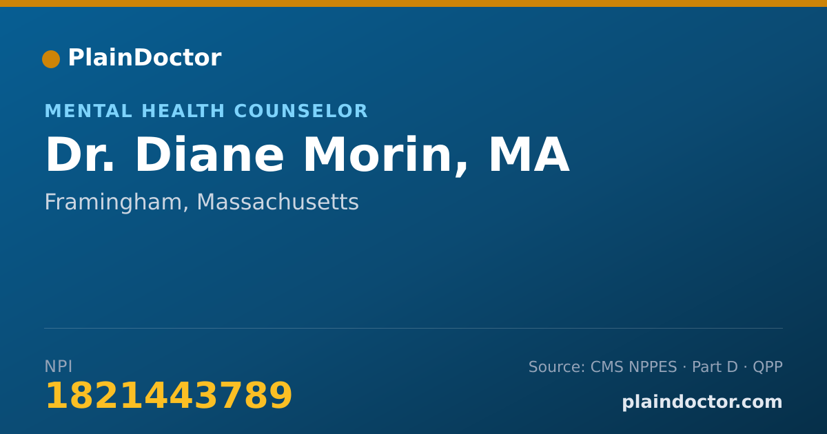 Shareable card for Diane Morin, MA - Mental Health Counselor, Framingham, MA