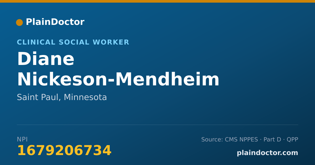 Shareable card for Diane Nickeson-Mendheim - Clinical Social Worker, Saint Paul, MN