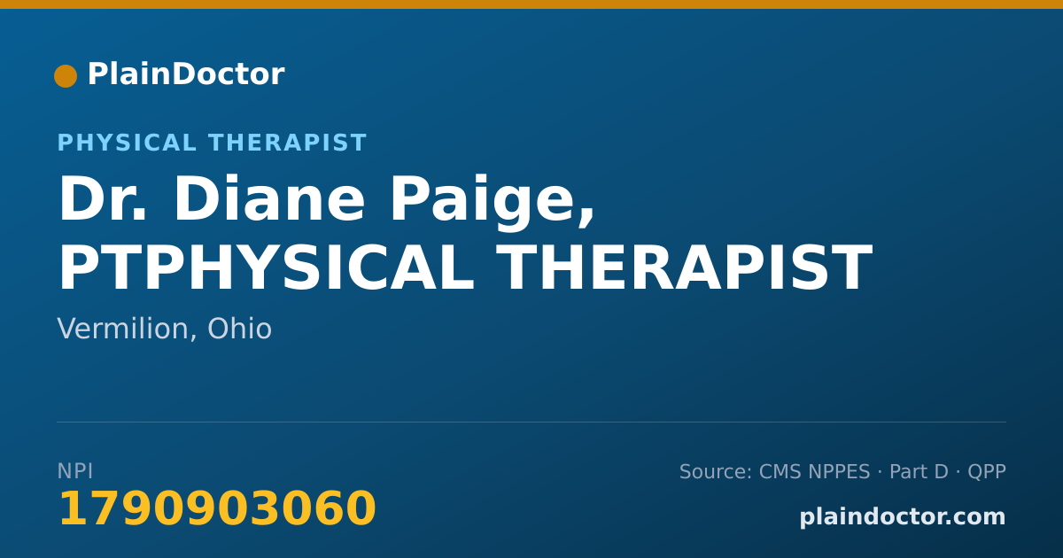 Shareable card for Diane Paige, PTPHYSICAL THERAPIST - Physical Therapist, Vermilion, OH