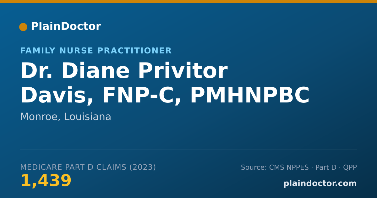 Shareable card for Diane Privitor Davis, FNP-C, PMHNPBC - Family Nurse Practitioner, Monroe, LA