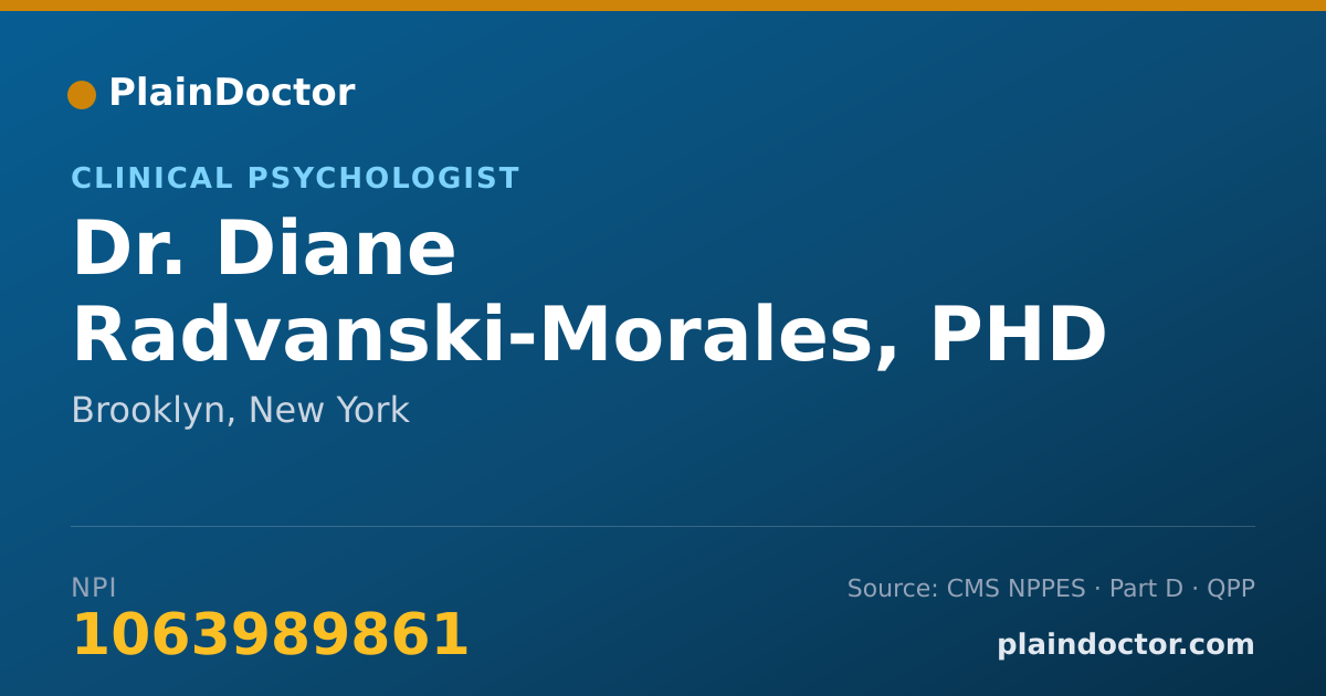 Shareable card for Diane Radvanski-Morales, PHD - Clinical Psychologist, Brooklyn, NY