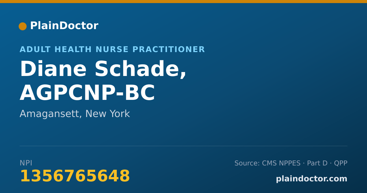 Shareable card for Diane Schade, AGPCNP-BC - Adult Health Nurse Practitioner, Amagansett, NY
