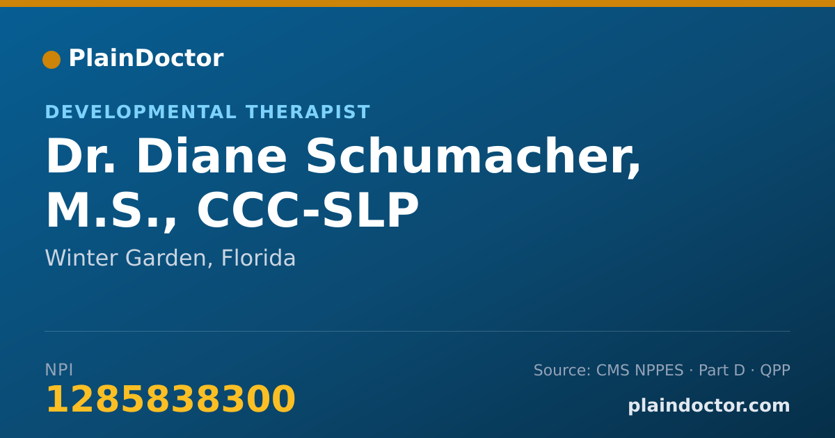 Shareable card for Diane Schumacher, M.S., CCC-SLP - Developmental Therapist, Winter Garden, FL