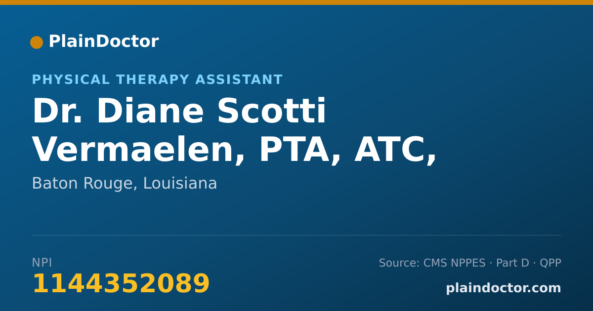 Shareable card for Diane Scotti Vermaelen, PTA, ATC, LAT, FIS - Physical Therapy Assistant, Baton Rouge, LA