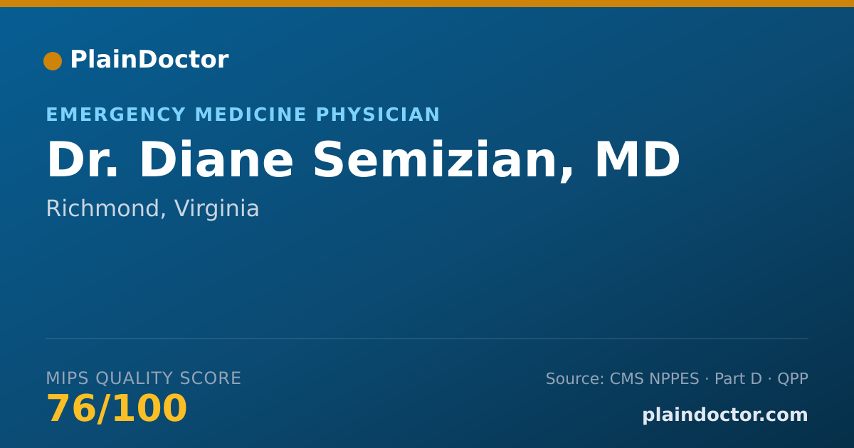 Shareable card for Diane Semizian, MD - Emergency Medicine Physician, Richmond, VA