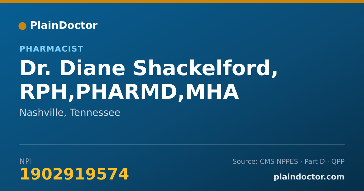 Shareable card for Diane Shackelford, RPH,PHARMD,MHA - Pharmacist, Nashville, TN