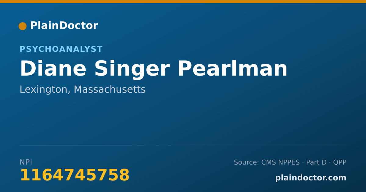 Shareable card for Diane Singer Pearlman - Psychoanalyst, Lexington, MA