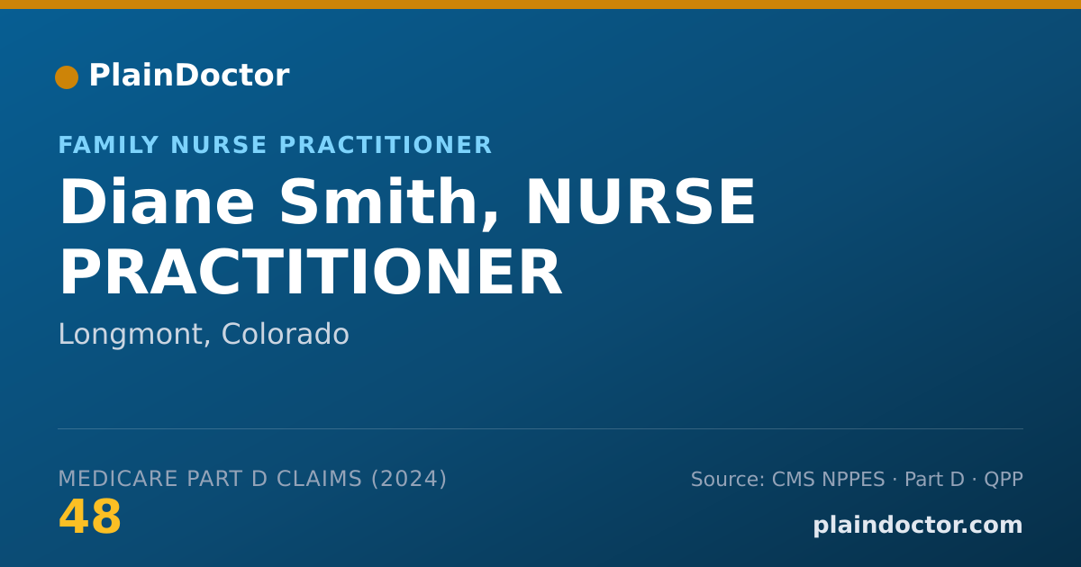 Shareable card for Diane Smith, NURSE PRACTITIONER - Family Nurse Practitioner, Longmont, CO